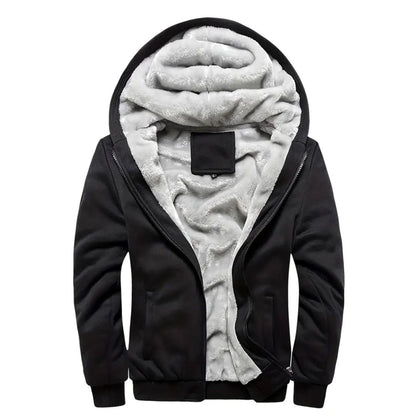 Men's Warm Fleece Hooded Jacket Coat Men's Warm Fleece Hooded Jacket Coat | GA Wovany Black S 